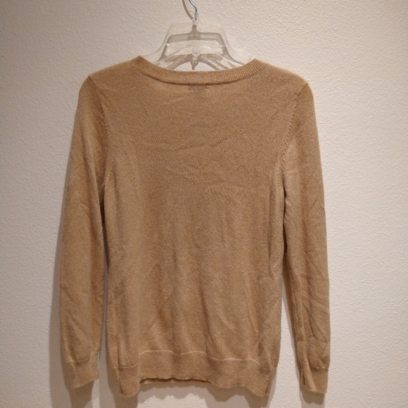 Halogen Women's Cashmere Crew Neck Polka Dot Sweater Beige Size MP Pullover - Picture 3 of 7